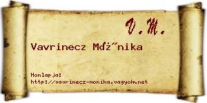 Vavrinecz Mónika névjegykártya